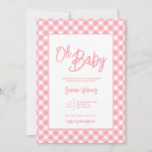 Moderne Pink Gingham Baby Dusche Einladung (Vorderseite)
