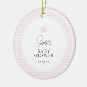 Moderne Pink Gingham Swan Baby Dusche Keramik Ornament (Links)