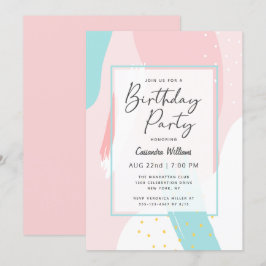 Moderne Pink Girl Abstrakt Geburtstagsparty für si Einladung