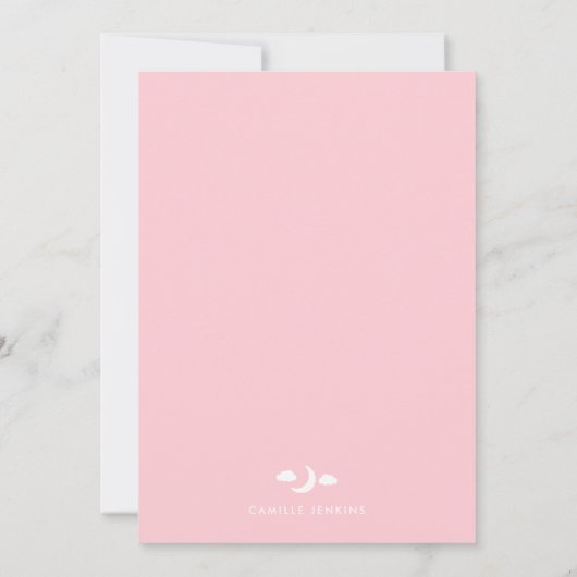 Moderne Pink Girl Baby Dusche Einladung (Rückseite)