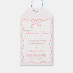 Moderne Pink Girl Bow Baby Dusche Danke Tag Geschenkanhänger