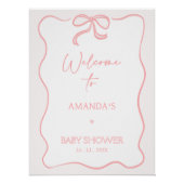 Moderne Pink Girl Bow Babydusche Willkommen Poster (Vorderseite)