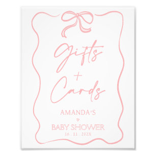 Moderne Pink Girl Bow Kinderdusche Geschenke Karte Fotodruck