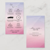 Moderne Pink Girl Gradient Cake Care Business Card Visitenkarte (Vorne/Hinten)