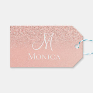 Moderne Pink Glitter funkelt Monogramm Name  Geschenkanhänger