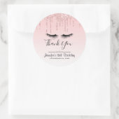 Moderne Pink Glitzer Tropfen & Eyelashes Vielen Da Runder Aufkleber (Tasche)