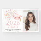 Moderne Pink Gold 2026 Abschluss Banner (Horizontal)