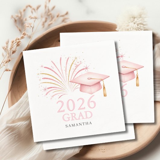 Moderne Pink Gold 2026 Abschluss Serviette