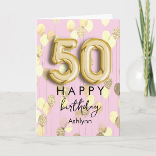 Moderne Pink Gold 50. Geburtstag Karte