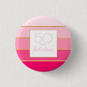 Moderne Pink & Gold 50 und fantastischer Geburtsta Button