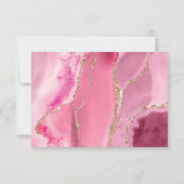 Moderne Pink Gold Agate Hochzeit RSVP Karte (Rückseite)