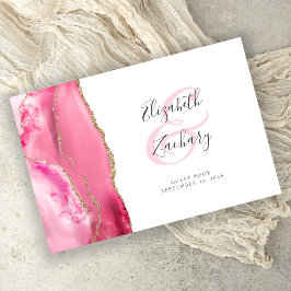 Moderne Pink Gold Agate Script Hochzeit Gästebuch
