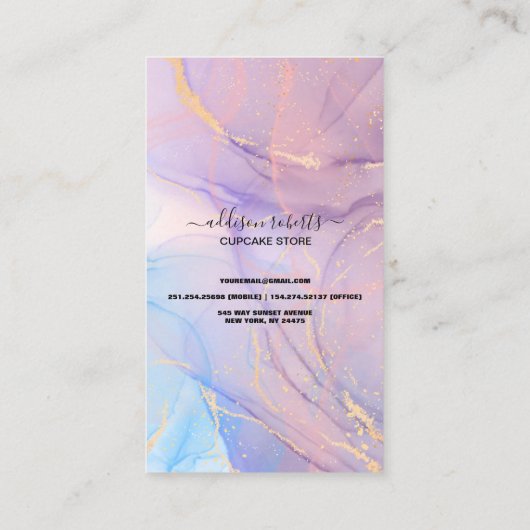 Moderne Pink Gold Cupcake Care Unternehmen Visitenkarte (Rückseite)