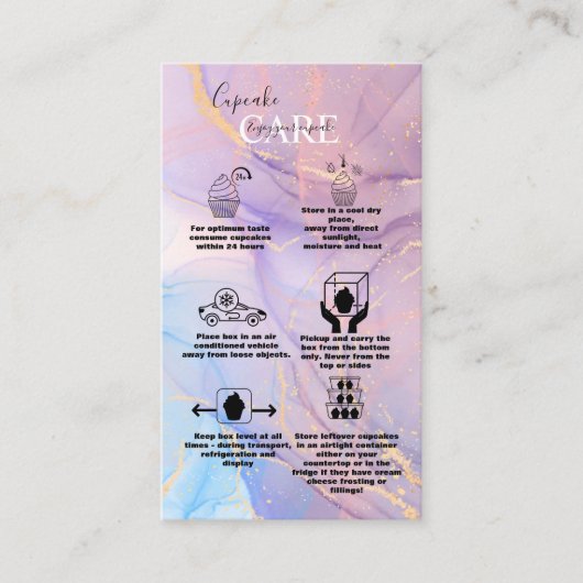 Moderne Pink Gold Cupcake Care Unternehmen Visitenkarte (Vorderseite)