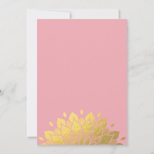 Moderne Pink Gold Floral Baby Dusche Einladung (Rückseite)