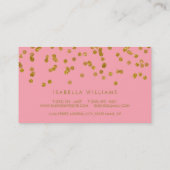 Moderne Pink & Gold Foil Confetti Business Card Visitenkarte (Rückseite)