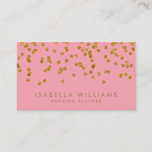 Moderne Pink & Gold Foil Confetti Business Card Visitenkarte (Vorderseite)