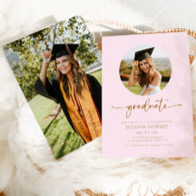 Moderne Pink & Gold Foto Graduate Graduate Party