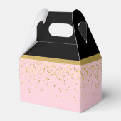 Moderne Pink Gold Konfetti & Black Baby Dusche Geschenkschachtel (Rückseite)
