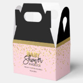Moderne Pink Gold Konfetti & Black Baby Dusche Geschenkschachtel (Geöffnet)