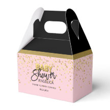 Moderne Pink Gold Konfetti & Black Baby Dusche
