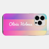 Moderne Pink-Gradient-Farbbblock-Name-Monogramm iPhone Hülle (Rückseite (Horizontal))
