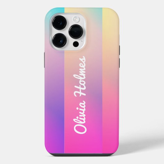 Moderne Pink-Gradient-Farbbblock-Name-Monogramm iPhone Hülle (Rückseite)