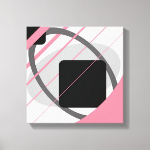 Moderne Pink Grau Schwarz Off White - Wrapped Canv Leinwanddruck
