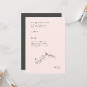 Moderne Pink & Graue Bleistift Laub Hochzeit Einladung