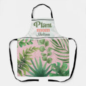 Moderne Pink Green Watercolor Blätter Pflanze Mama Schürze (Vorderseite)
