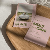 Moderne Pink Green Whimsical Einzigartiges Foto Ho Save The Date