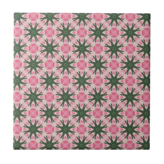 Moderne Pink-Grüne Grafik Fliese (Vorderseite)