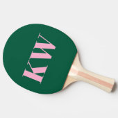Moderne Pink Grüne Monogramm Anfangsbuchstaben Per Tischtennis Schläger (Seitenansicht)