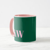 Moderne pink-grüne Monogramm-Initialen personalisi Tasse (Vorderseite Links)