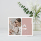 Moderne Pink Happy Osterfoto Card mit sonniger Bel Postkarte (Stehend Vorderseite)