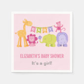 Moderne Pink Jungle Animals Girl Baby Dusche Serviette (Vorderseite)