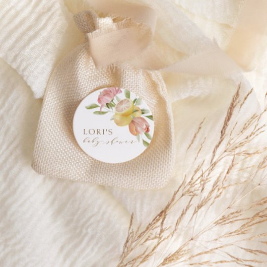 Moderne Pink Lemonade Summer Baby Dusche Runder Aufkleber