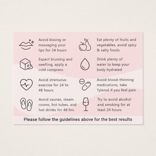 Moderne Pink Lip Filler Aftercare Instructions Car (Rückseite)