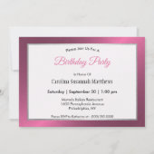 Moderne Pink Metal Beige Glitzer Tropfen Geburtsta Einladung (Rückseite)