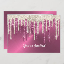 Moderne Pink Metal Beige Glitzer Tropfen Geburtsta