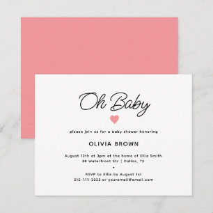 Moderne Pink Oh Baby Dusche Einladung