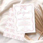 Moderne Pink Oh Girl Bow Kinderdusche Einladung