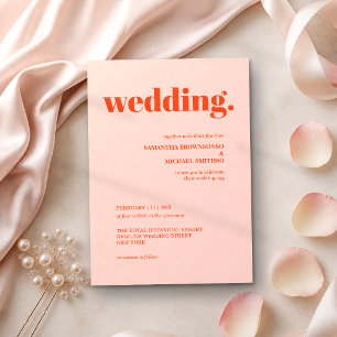 Moderne pink-orange-minimalistische Erdtöne-Hochze Einladung