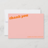 Moderne Pink Orange Retro-Abschluss Personalized Dankeskarte (Vorderseite)