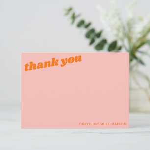 Moderne Pink Orange Retro-Abschluss Personalized Dankeskarte