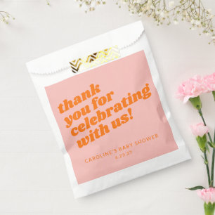 Moderne Pink Orange Retro-Baby-Shower-Dankeschön Geschenktütchen