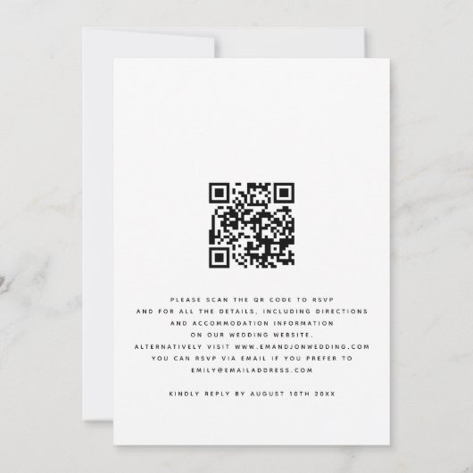 Moderne Pink Peach Florals QR Code Hochzeit Einladung (Rückseite)