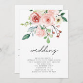 Moderne Pink Peach Florals QR Code Hochzeit Einladung (Vorne/Hinten)