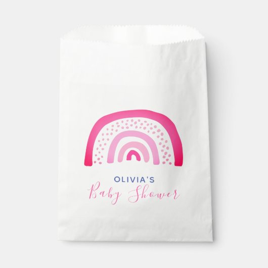 Moderne Pink Rainbow Baby Dusche Geschenktütchen (Vorderseite)