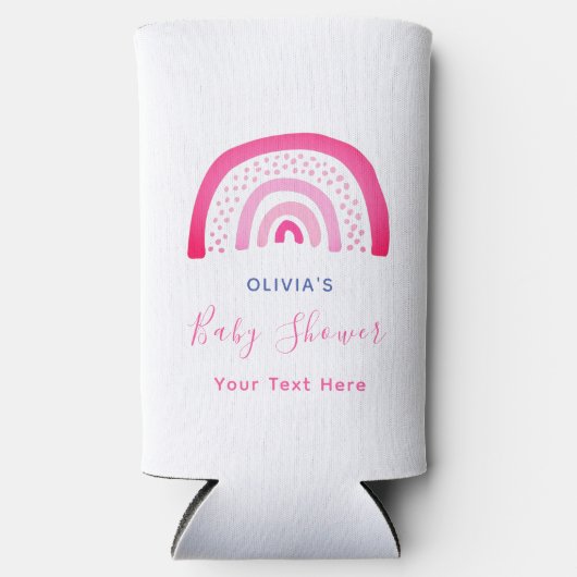 Moderne Pink Rainbow Baby Dusche Selters Dosenkühler (Vorderseite)